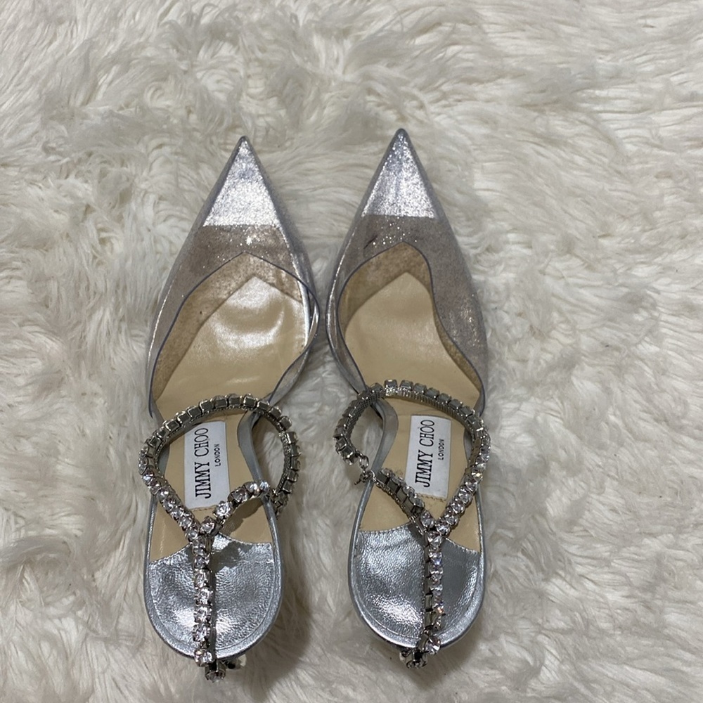 Jimmy Choo Saeda 100 glittered plexi‎ pumps size 39EU - Picture 6 of 13
